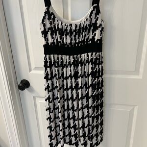 Tiana B Black and White Sheath Midi Dress for Cocktail